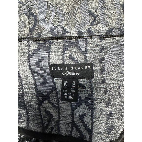 SUSAN GRAVER Artisan Embellished Snap Close Tapestry Jacket Grey Size 6 - Picture 8 of 12